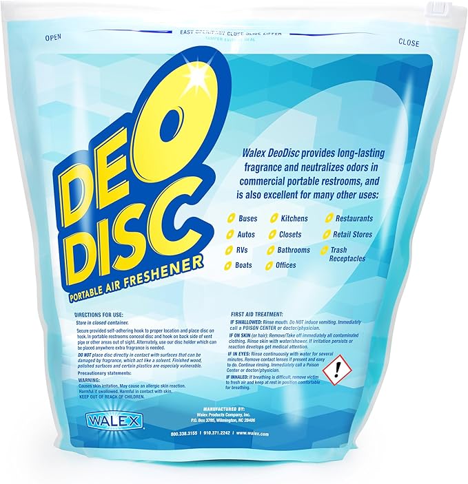Walex Deo-Discs Bathroom Deodorizer & Commercial Air Freshener – Long-Lasting Odor Eliminator for Public Restrooms, Buses, Locker Rooms, Trash Areas & Facilities – Silent Fragrance, No Batteries