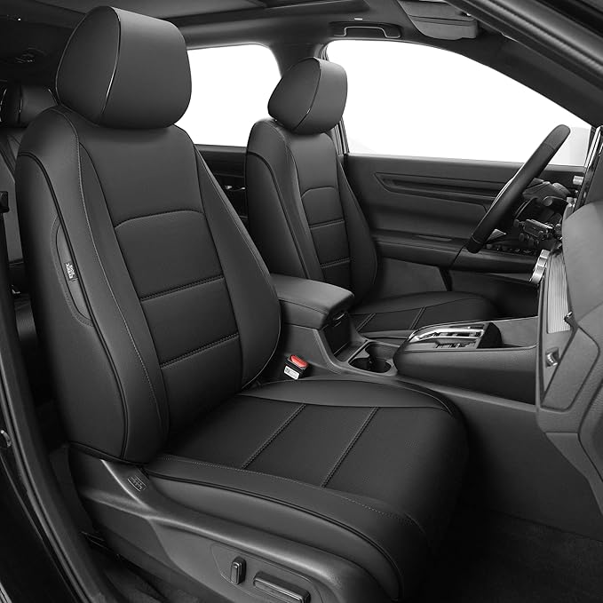 AOMSAZTO Custom Fit Car Seat Covers for Honda CRV: 2023 2024 2025 2026 Full Set Faux Leather Car Seat Cover Waterproof (5 Seats,Black)