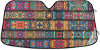 Boho Ethnic Car Windshield Sun Shade Bohemian Stripes Colorful Mandala Flower Foldable UV Ray Sun Visor Protector Sunshade to Keep Your Vehicle Cool (55" x 27.6")