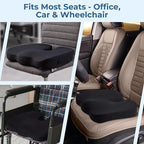 5 STARS UNITED Seat Cushion - Memory Foam&Cooling Gel Chair Cushion for Tailbone Pain Relief - Ergonomic Support for Coccyx, Sciatica & Butt - Office, Desk & Gaming Chair, Car Seat, Wheelchair, Black