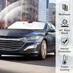 Windshield Sun Shade Custom Fit for 2016-2024 2025 Chevrolet/Chevy Malibu Accessories Foldable Sunshade Sun Blocker Protect Car from Sun Rays & Heat Damage Keep Car Cooler