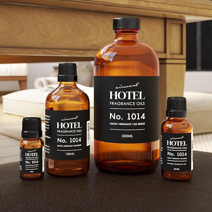 AirScent Hotel Diffuser Oil No. 1014 - The Iconic 5-Star Hotel Coastal Blend - Lemon Bergamot Sea Breeze - Fragrance Oil for Ultrasonic and Waterless Diffusers and Crafting - 500 mL
