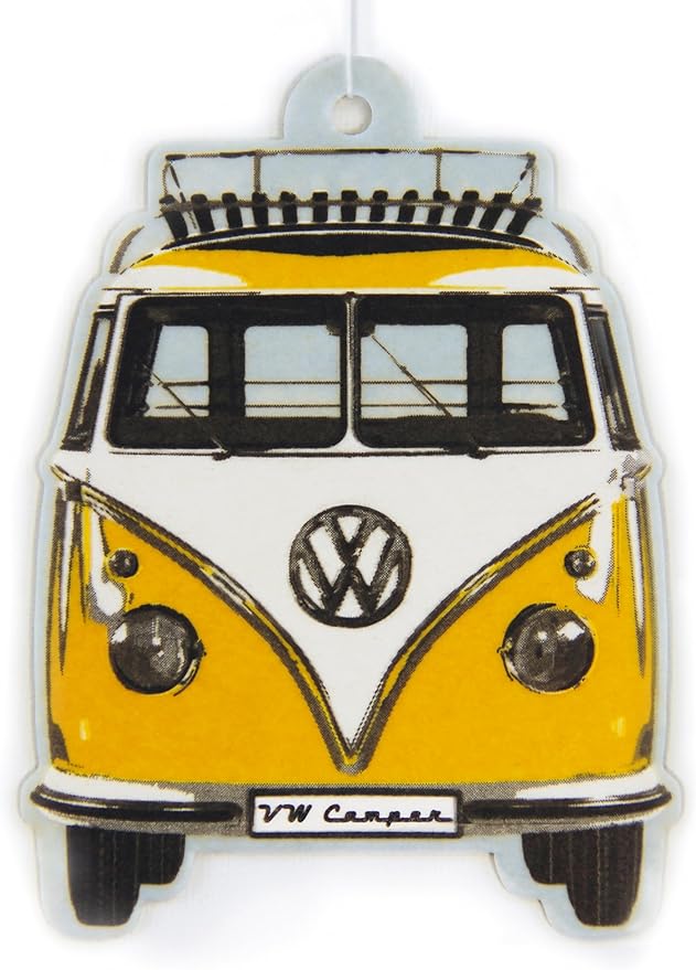 BRISA VW Collection Volkswagen Air Freshener, Room Freshener, Deodorizer for Cars T1 Bus Campervan Motif (Citrus/Yellow/Set of 2)