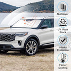 Windshield Sun Shade Custom Fit for 2011-2019 Ford Explorer SUV Accessories Foldable Sunshade Sun Blocker Protect Car from Sun Rays & Heat Damage Keep Car Cooler