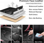 otoez Car Seat Covers Full Set, 5 Seat Pink Leather Seat Cover for Car, Waterproof Automotive Front and Back Seat Protectors for Most Sedens Trucks SUVs, Black & Pink