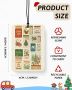 Red and Green Christmas Berry Car Air Freshener 4 Pcs, Red Bow Holly Matchbox Village Xmas Tree Hanging Air Freshener for Cars Closet Drawer Books, Girly Car Accessories Mirror Decor for Women