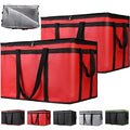 CIVJET 2-Pack Insulated Food Delivery Bag with Hard Bottom, XXX-Large Commercial Food Warmer, Insulated Reusable Grocery Cooler/Hot Bags, Tote Bag for Shopping/Travel, Red
