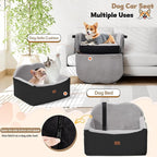 Dog Car Seats for Small Dogs, Detachable Dog Booster Car Seat with Storage Pockets Safety Belt, Pet Booster Cushion for Medium Dogs, Foldable Pet Sofa Cushion & Travel Bed