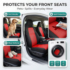 FH Group Automotive Front Car Seat Covers for SUV, Trucks, Sedan and More - Universal Fit Front High Back Design Interior Accessories - 3D Mesh Fabric Center Panel - Red