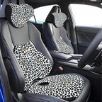 NS YOLO Ergonomic Car Seat Cushion with Comfort Memory Foam Neck Pillow, Car Pillow,Lumbar Support and Big Size Soft Seat Cushion for Driving Seat,Office Chair and Wheel Chair (Leopard Print-3 pcs)