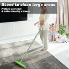 B-Land Carpet Rake for Pet Hair Removal, Reusable Pet Hair Remover with 60” Adjustable Long Handle, Carpet Scraper Dog Cat Hair Remover Tool for Rugs, Mats, Couch, Furniture Green
