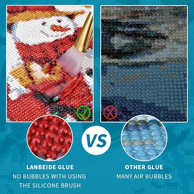LANBEIDE Updated Diamond Painting Sealer 200ML with Silicone Brush 2 Packs, 5D Diamond Painting Glue Sealer for Diamond Art Coaster Permanent Hold & Shine Effect Conserver for Jigsaw Puzzles (14 OZ)