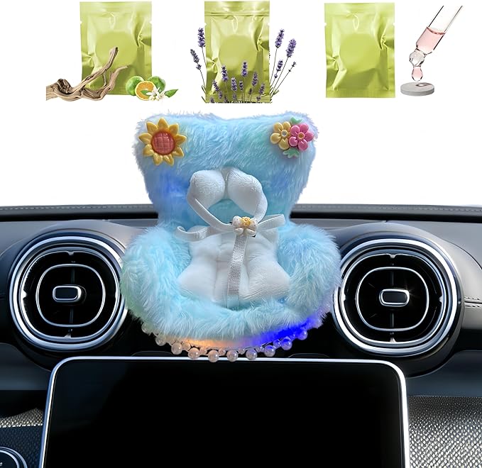Car Air Freshener Vent Clip with Light Used for Jelly Cat Car Seat,Have A Seat Compatible with Fuggler Accessories (USB Type-Blue)