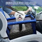 PetsHome Dog Car Seat Foldable Dog Car Booster Seat Waterproof Breathable Oxford Travel Bag for Small to Medium Dogs, Puppies, and Pets-Pattern Blue+Mat