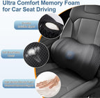 Lumbar Support Pillow for Car, Ergonomic Back Cushion with Strap, Memory Foam Lower Back Support Cushion for Driving, Lumbar Pillow for Pain Relief, for Office Chair, Long Sitting (Black 4D Mesh)