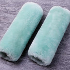 OGLAND 2 Pack Natural Fur Comfort Auto Authentic Sheepskin Car Seat Belt Pads for Adults, Soft Texture Shoulder Neck Cushion Pad Protector, Genuine Australia Merino Wool Cover (Mint Green)