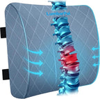 Lumbar Support Pillow for Office Chair Back Support Lumbar Pillow for Car, Gaming, Office Chair - Improve Sitting Posture & Back Pain Relief, Memory Foam, Adjustable Straps, Light Blue