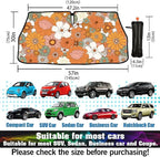 CHILL·TEK Funny Car Windshield Sun Shade Umbrella, 70s 80s Flowers Car Sun Shade Umbrella, Block UV Rays Heat Foldable Windshield Umbrella Sun Visor Protector - Keep Vehicle Cool for Cars SUV