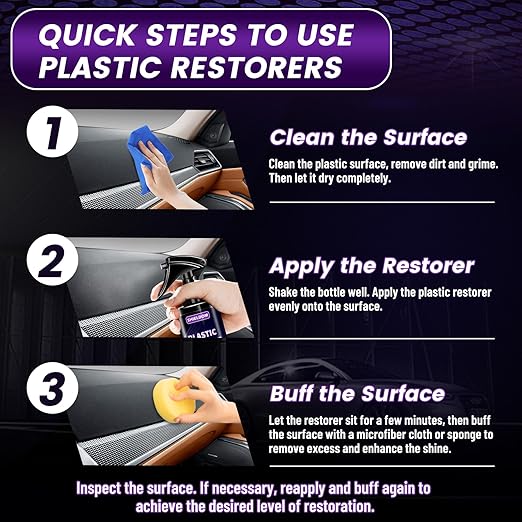 Plastic Restorer for Cars Ceramic Plastic Coating Black Trim Quick Restoration Bring Faded Rubber and Vinyl Back to Life, Buff for Shine, Restore Flexibility, UV Protection - 5oz/150ml