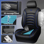 CAR PASS 3D Foam PU Leather Car Seat Covers, Universal Seat Covers Front 2 for Trucks SUV Sedan Automotive Seat Covers Armrest Airbag Compatible Waterproof Comfortable Faux Nappa Leather Black Blue