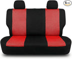 FH Group Automotive Rear Car Seat Covers for SUV, Trucks, Sedan and More - Universal Fit Front High Back & Rear Solid Bench Design Interior Accessories - 3D Mesh Fabric Center Panel - Red