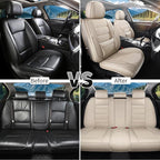 Car Seat Covers Full Set Custom Fit for Ford Edge 2007-2025 2026 - Luxury Faux Leather with Lumbar Support, Waterproof, Breathable, Anti-Slip, Easy to Install (Beige,Full Set)