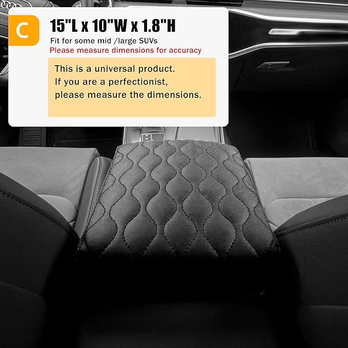 Car Center Console Cover/pad PU Leather,Universal Armrest mat, Adjust Driving Posture Cushion,Protector Box,Memory Foam,Relieves Shoulder/arm Fatigue,Boosting Driving Safety