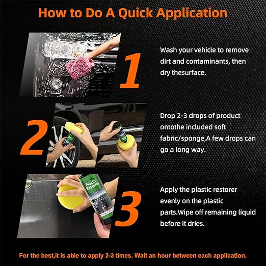 Graphene Plastic Restorer & Ceramic Coating Kit - Ultimate Car Detailing Solution - Resists Water, UV Rays, Dirt - Highly Concentrated Hydrophobic Trim Coating (2Pack)