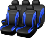 CAR PASS Jelly Leather Car Seat Covers Full Set,Waterproof Faux Leather Automotive Seat Covers for Cars,Airbag Compatible,Sporty Universal Fit for SUV,Van,Sedan,Truck(Black and Blue)