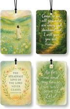 Wildflower Forest Jesus Christian Car Air Freshener 4 Pcs, Floral Wreath Meadow Religious Hanging Air Freshener for Cars Closet Drawer Books, Christian Car Accessories Mirror Decor for Women