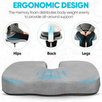 FORTEM Seat Cushion, Office Chair Cushion, Desk Chair Memory Foam, Sciatica Coccyx Tailbone Pain Relief, Pressure Relief, Sitting Pad, for Long Gaming & Sitting, Washable Cover, Non Slip, XL