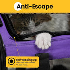 Cat Carrier Bag,Soft-Sided Pet Carriers for Dogs with 4-Sided Mesh,Airline Approved Cat Transport Carrier for Small&Medium Cats Kitten Puppy Up to 15LB,Collapsible Cat Travel Carrier-M,Purple