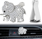 Frienda Bling Car Accessories Rhinestone Elephant Freshener Car Decor for Women Bling Diamond Vent Clip Air Rhinestone Outlet Vent Interior Decoration(Silver)