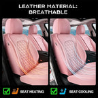 Coverado Front Seat Covers, Luxury Faux Leather Breathable Waterproof Protectors, Universal Fit for Cars, SUVs, Trucks, Durable Car Seat Protectors, Waterproof Car Cushions – Pink