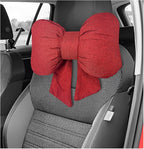 Bow Car Headrest Pillow, Breathable Ergonomic Auto Neck Cushion with Adjustable Strap, Comfy Vehicle Neck Support Pillow Cute Bow Girl-Style Decoration for Driving Seats (Red)