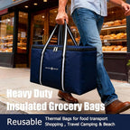 modscape Large Heavy Duty Insulated Grocery Bags–Delivery Bags with Hard Bottom Food Transport,Thermal Bags for Cold and hot Food, Collapsible Cooler for Shopping & Travel, Camping & Beach