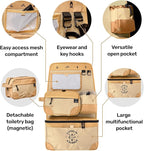 Living in a Bubble Seat back Organizer – Magnetic Toiletry and Cooler Pouch, Cordura Car Backseat Storage with Device Holder & Hooks, Multi-Compartment Utility Bag for Campervans & Family Travel
