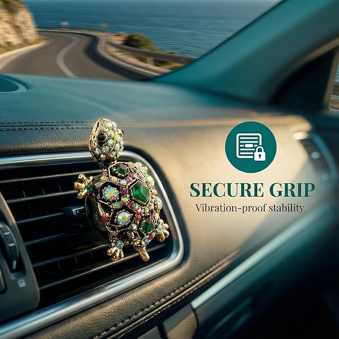 2pcs Car Vent Clips Cute Sea Turtle Green Beachy Accessories Beach Decor Air Decorations for Women Dashboard Rhinestone Sparkling