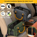 PAWZIDEA Center Console Dog Car Seat, Enclosed Small Dog Armrest Booster Carseat, Secure Straps &Anti Slip, Portable TSA Approved Puppy Pet Carrier Soft-Sided, Removable Pillow Storage Pocket, up 12lb