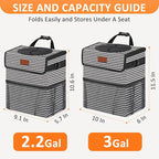 3 Gallons Car Trash Can with Lid, Car Trash Bag Bin Hanging Waterproof Automotive Garbage Cans Leak Proof Vehicle Trash Can Stripe