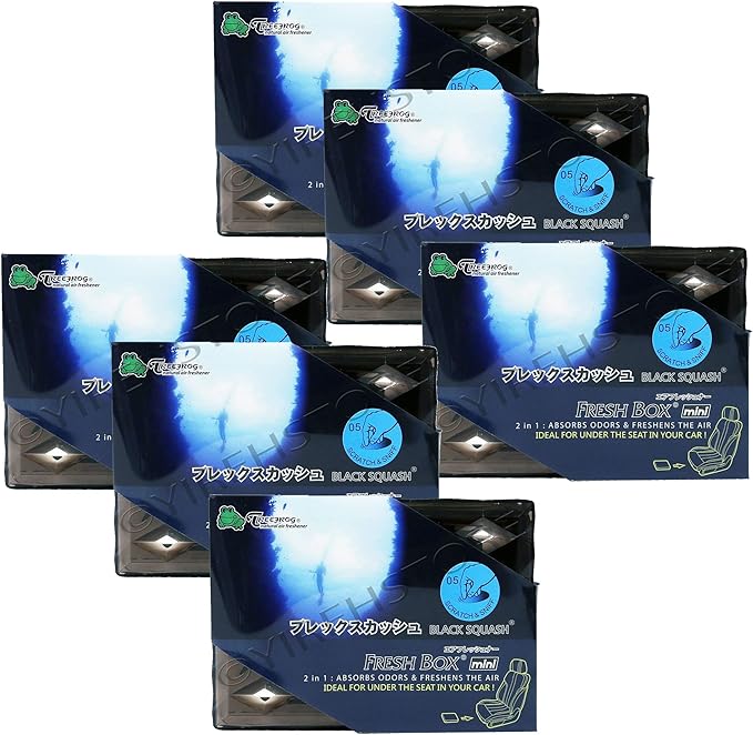 Treefrog Fresh Box Mini (Xtreme Fresh) 6-Pack Black Squash Scent JDM Air Freshener