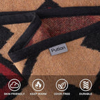 PuTian Merino Wool Blanket - Large Warm Soft Washable Wool Throw for Bed Couch Camping Outdoor Travel Emergency, Camel Check