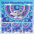 2 Pack Car Seat Towel Covers, Sweat Protector for Front Seats, Premium Thickened Microfiber, Mandala, Non-Slip Elastic Strap, Breathable Quick Dry, Machine Washable Cover for Gym Running Universal Fit