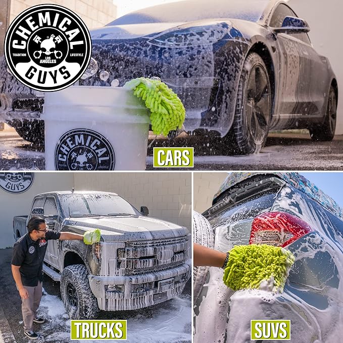 Chemical Guys Chenille Premium Scratch-Free Microfiber Wash Mitt for Car Washing,Lime Green,Ultra-Soft Car Wash Gloves,Swirl-Free Finish,Safe for Trucks,SUVs,Motorcycles,and More,(Pack of 24)