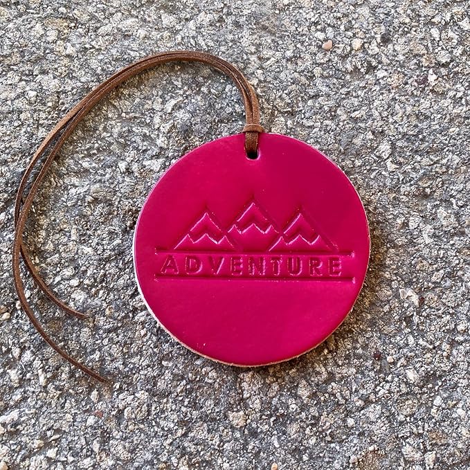 Air Flair | Leather Car Air Freshener | Adventure (Fuchsia, 3) Cherry Leather Scent)