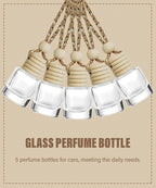 ESEWALAS 5PCs Hanging Car Air Freshener, Empty Glass Perfume Bottlespendant Bottle, Air Freshener Pendant