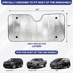 EcoNour Accordion Truck Windshield Sun Shade | Foldable Sun Visor with 4 Suction Cups | Reflective Automotive Windshield Shade Blocks UV Rays&Heat |Window Sun Blocker for Cool Interior - 66" x 31"