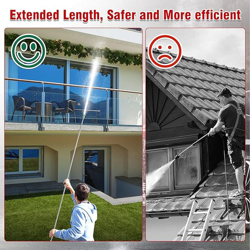 120" Pressure Washer Extension Wand, Power Washer Extension Pole with 5 Nozzle Tips - Pressure Washer Lance Wands 4000 PSI, Curved Gutter Cleaner Attachment, 1/4" Quick Connect for High-Reach
