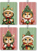Christmas Orange Tabby Cat Car Air Freshener 4 Pcs, Cute Xmas Tree Kitten Hanging Scents Air Freshener for Women Gifts, Cat Lover Gifts Scented Car Accessories Decor for Room Closet Drawer