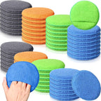 52 Pcs Microfiber Wax Applicator Pad 5" Diameter Soft Wax Pads for Car with Finger Pocket Cleaning Microfiber Polishing Care Foam Sponge for Cars, Truck, Boat, Motorcycle, RV, 4 Colors